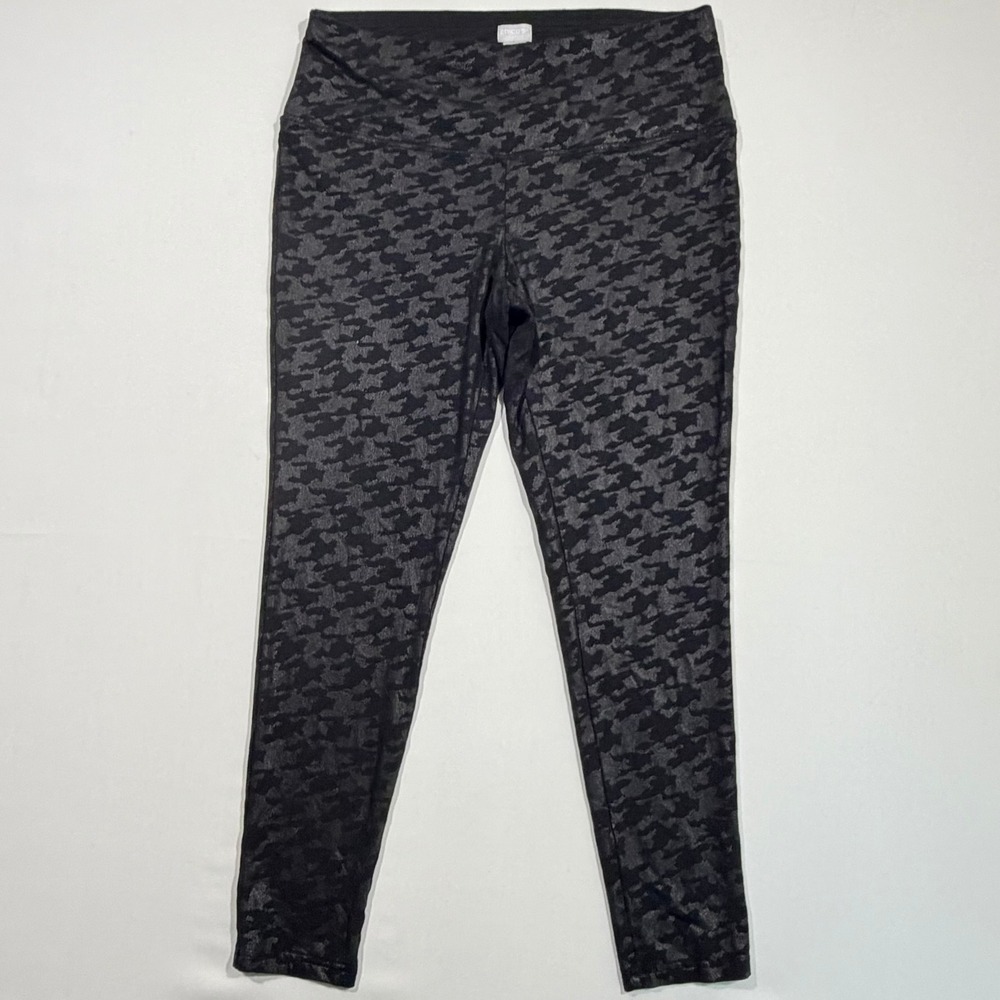 Chico's Zenergy Size 2 Womens L 12/14 Black Camo Leggings Gorpcore Streetwear